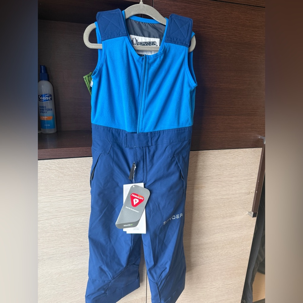 Spyder Bright Blue Kids Ski Mini Expedition Pants and Top with Navy Accents